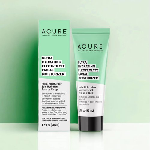 Acure Ultra Hydrating Electrolyte Facial Moisturizer | 100% Vegan | For Dry Skin | With Plant Squalane & Prickly Pear For Intense Moisture | Easily Absorbed 1.7 Fluid Ounce (Pack of 1)