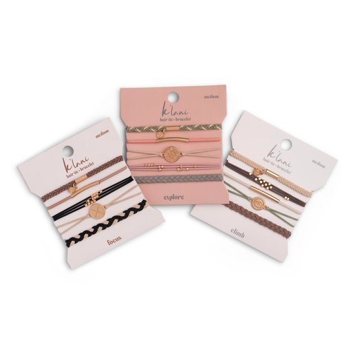 K’lani Bundle - Hair Tie Bracelets for Women - Dual-Use Bracelet and Hair Tie - Stylish Ponytail Hair Accessories - (M)