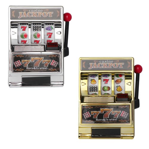2 Pack Novelty Money Coin Bank with Spinning Reels Realistic Slot Machine Jackpot with Lever Casino Game Gift Decoration(Random Color)