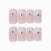 RikView French Acrylic Nails with Rhinestones Square Glossy Press on Nails Short V Nails Design White Nude Full Cover Prom Nails with Glue Sticker Fake Nails 24PCS/Set (A-Crystal)