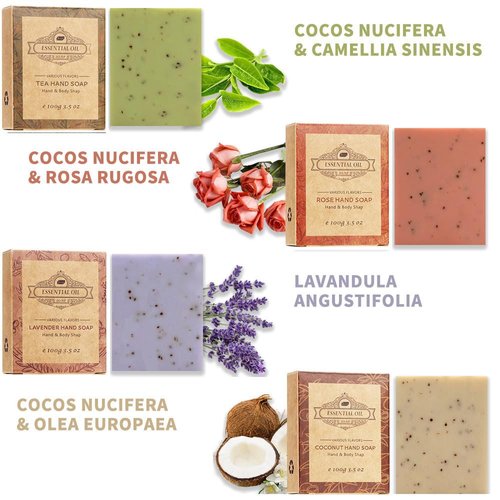 kastu Essential Oil Soap Bar Set for Face & Body,Moisturizing,Softer Skin,Deep Cleansing,Natural Handmade Soap,Hypoallergenic Beauty Bar Sensitive Skin With Gentle Cleanser,For Men Women