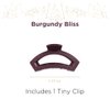 TELETIES - Open Tiny Hair Clip - Fall Collection - Hair Claw Clips for Women - Strong Grip, Bendable Teeth, Curved Design - For All Hair Types and Textures - Burgundy Bliss