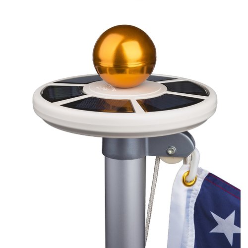 Sunnytech 2nd Generation Solar Flag Pole 20led Light, Brightest, Most Powerful, Longest Lasting & Most Flag Coverage, LED Downlight Light up Flag on Most 15 to 25Ft Flagpole, Upgraded Electric Circuit,White