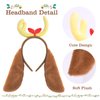 PLUSMAYI Antler Horn Headband with Plush Dog Ears Reindeer Headpiece Costume Accessories Christmas Halloween Party Cartoon Dog Cosplay Yellow
