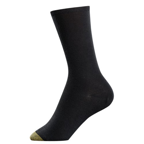 GOLDTOE Women's Castaway Crew Socks, 3-Pairs, Black, Medium