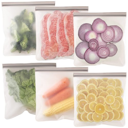 Cozihom Reusable Ziplock Bags, Food Storage Bags, Leakproof Reusable Gallon Bags for Marinate Meats, Fruit, Snack, Home Organization, Eco-Friendly, Pack of 6