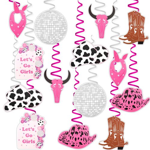 LUTER 28pcs Cowgirl Party Hanging Decorations, Cowgirl Party Decorations Pink Bachelorette Party ...