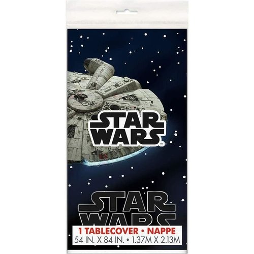 Multicolor Plastic Star Wars Classic Rectangular Table Cover (54" x 84") 1 Count - Iconic & Eco-Friendly Material, Perfect for Every Galactic Gathering