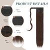 FESHFEN Straight Long Ponytail Extensions 28 Inch Medium Brown Wrap Around Synthetic Hair Piece Pony Tail Hair Extensions Hairpieces for Women Girls