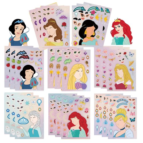 Make a Face Stickers 24PCS Make Your Own Princess Stickers for Kids Toddlers DIY Stickers Princess Themed Stickers for Kids Party Favors Awards Asverbet DIY Arts and Crafts