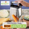 Spring Chef Professional Cheese Grater - Stainless Steel, XL Size, 4 Sides - Perfect Box Grater for Parmesan Cheese, Vegetables, Ginger - Dishwasher Safe - Black