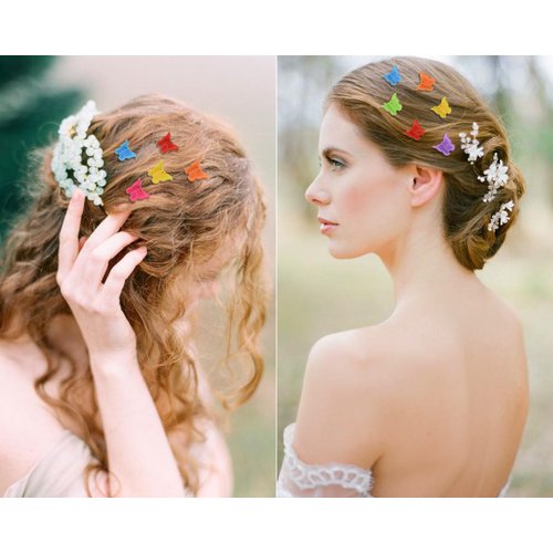 DS. DISTINCTIVE STYLE Small Butterfly Hair Clips for Girls 50 Pieces Mini Butterfly Clips 12 Assorted Gradient Colors 90s Hair Clips with Box (Matte)