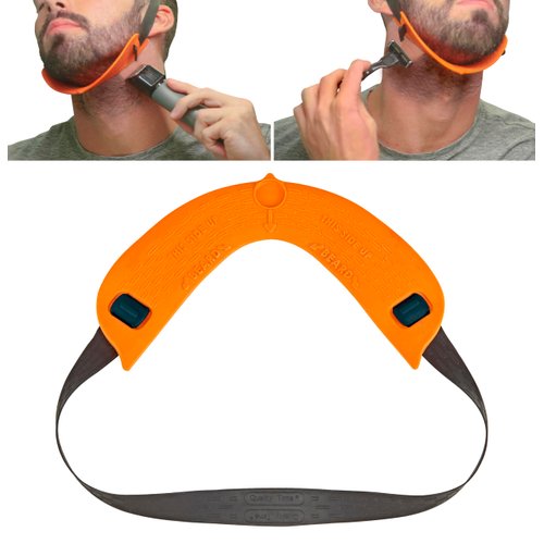 Quality Time Beard Neckline Shaper Guide; Hands-Free, Made in USA, Flexible, Adjustable, Beard Template, Do-it-yourself Neck Haircut Tool, Beard Lineup Shaping Stencil