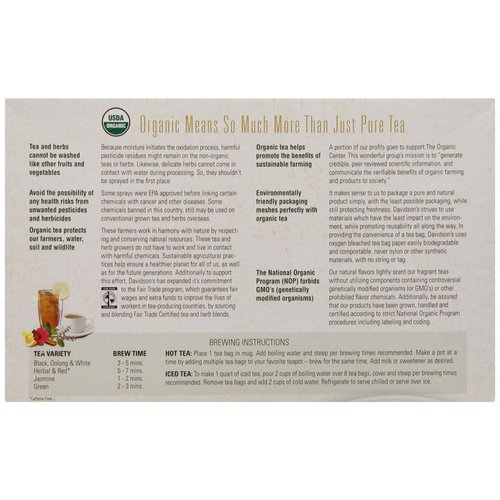 Davidson's Organics, Decaffeinated Spiced Peach, 100-count Unwrapped Tea Bags