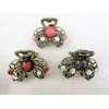 Generic Jeweled antique bronze hair claw clip with crystals Set: A (Primary color: Pink), 1 Count (Pack of 1)
