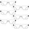 LUR READING GLASSES 6 Pack Spring Hinge Comfort Plastic Readers (Clear)