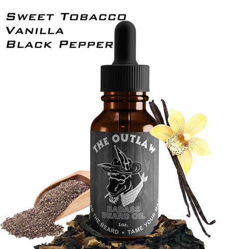 Badass Beard Care Beard Oil For Men - The Outlaw Scent, 1 oz - All Natural Ingredients, Keeps Beard and Mustache Full, Soft and Healthy, Reduce Itchy, Flaky Skin, Promote Healthy Growth