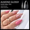 AddFavor 240pcs Almond Nail Tips Clear Full Cover Medium Length Short Fake Acrylic Gel X Nail Tips for Salon and Home Nail Art Manicure 12 Sizes