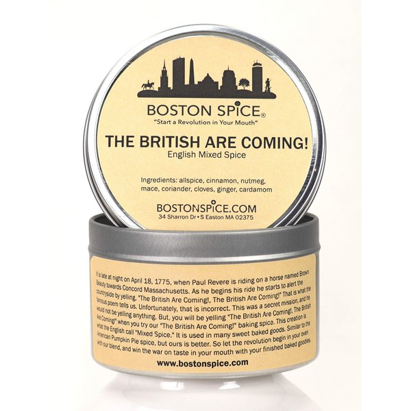 Boston Spice The British Are Coming Handmade English Mixed Spice Pudding Seasoning Blend Baking Cakes Apple Pumpkin Pie Donuts Pastry Dessert Fudge Brownies Add to Protein Drinks 4oz/114g 1 Cup Tin
