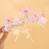 Yean Light up Butterfly Fairy Headband Pearl Princess Tiara LED Crystal Festival Hair Accessories for Women and Girls