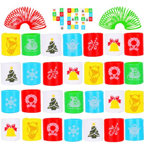LOKIPA 48PCS Christmas Coil Springs for Kids, Mini Christmas Slinky Party Favors Christmas Spring Toys Christmas Treat Bags Gifts for Kids Christmas Stocking Stuffers, Party Favors