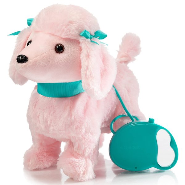 HollyHOME Plush Animated Puppy Poodle Puppy Dog Toy Pet with Remote Control Leash Walking,Barking and Waging Tails Electronic Puppy 12 Inches Gifts for Kids