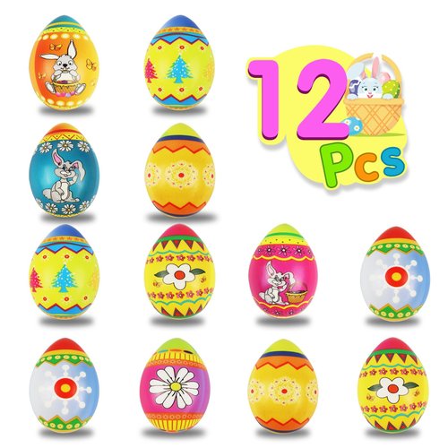 Anboor 12 Pcs Eggs Squishies Stress Balls for Egg Hunt Party Favors Easter Basket Stuffers Stess Relief Toys for Boys and Girls