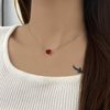 TseanYi Ruby Crystal Heart Necklace Love Heart Pendant Choker Necklace Red Heart Gem Necklace Ruby Love Neckalce Minimalist Gold Chain Necklace Chain