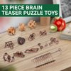 13 Pcs Brain Teaser Puzzles for Adults - Metal Puzzles 3D Puzzle Game Toys for Adults Teens - Wooden Unlock Interlocking Puzzle Adult IQ Education Puzzle Toys Smart Toys