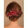 Denifery Red Crystal Hair Comb for Women Red Pearl Wedding Bridal Hair Piece Boho Hair Accessories for Prom Party