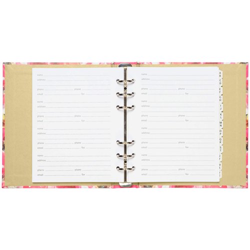 C.R. Gibson Floral Watercolor Refillable 6-Ring Address Book, 440 Entries, 6.5" W x 7.25" L