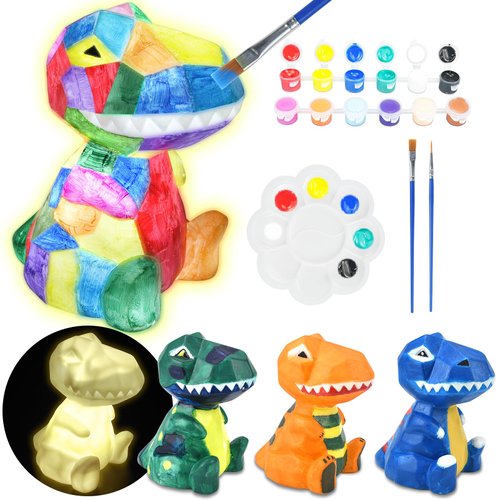 LTZFGZ DIY Dinosaur Lamp Arts and Crafts Supplies Kit for Kids Age 3 4 5 6 7 8 9, Painting kit for Kids 6-12, Crafting Home School Supply Set Kids Toys Birthday Gift for 3-12 Years Old Boys Girls