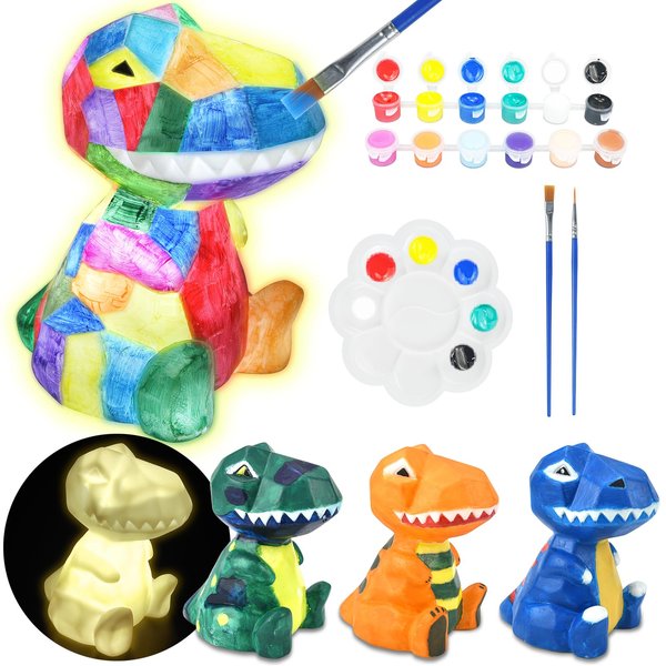 LTZFGZ DIY Dinosaur Lamp Arts and Crafts Supplies Kit for Kids Age 3 4 5 6 7 8 9, Painting kit for Kids 6-12, Crafting Home School Supply Set Kids Toys Birthday Gift for 3-12 Years Old Boys Girls