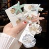 6Pcs Girl Hair Clip Artificial Ocean Pearl Shell Starfish Clip Diamond Super Flash Edge Clip Temperament Bangs Clip Hair Ornament Headdress