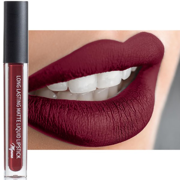 Mynena Burgundy Red Matte Lipstick Long Lasting Lightweight for High Comfort All-Day Wear Talc-Free Paraben-Free Cruelty-Free | Emma