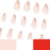 LBPEPAMZ White French Tip Press on Nails Medium Almond False Nails Glossy Nude Pink Artificial Nails Cute Cherry Fake Nails Exquisite Handmad Summer Glue on Nails for Women Girls Daily Wear in 24PCS