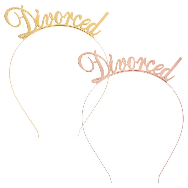 ABOOFAN 2pcs Divorce Headband Hair Ties for Women Divorced Hair Band Letters Hair Band Photo Ornament Lady Letters Headpiece Womens Hair Accessories Party Hat Crown Alloy Woman
