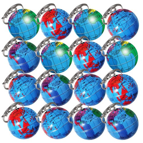 ArtCreativity Globe Keychains for Kids, Set of 12, Key Chains with Colorful Globe, Accessories for Keys, Backpack, or Pocket Book, Keyholder Birthday Party Favors, Carnival Party Favors for Children