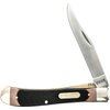 Old Timer 194OT Gunstock Trapper Lockblade Traditional Folding Pocket Knife with 3.1in Clip Point Blade, Nickel Silver Bolsters, and Sawcut Handle for Hunting, Camping, Whittling, EDC, and Outdoors ,Black