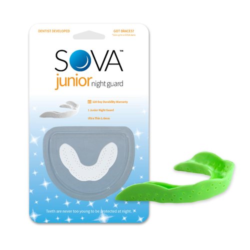 SOVA Junior Night Guard, Spring Green - 1.6mm Thin - Custom-Molded Fit - Protects Against Nighttime Teeth Grinding & Clenching - Odor & Taste Free - Remoldable Up to 20 Times - Non Toxic