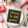 Elcoho 60 Pack Cocktail Napkins 60th Birthday Decorations Luncheon Napkins for Birthday, Anniversary Party Supplies, Cheers to 60 Years Design, 2 Layers, 5 by 5 Inches