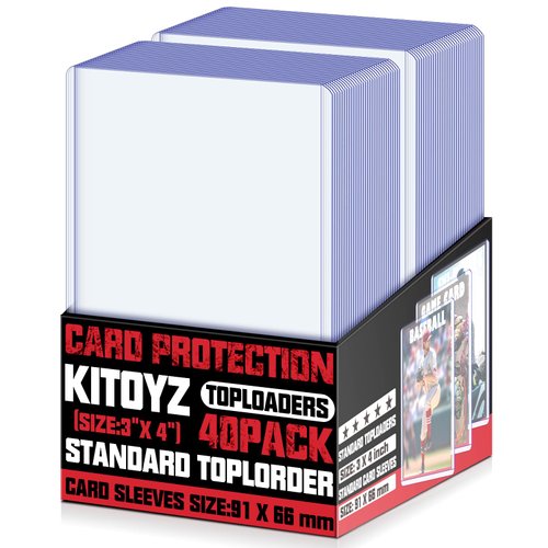 40 Count TopLoaders Card Sleeves for Trading Cards, Baseball Card Sleeves Holder Card Protectors Hard Plastic Top Loaders Fit for Game Cards, Sports Card