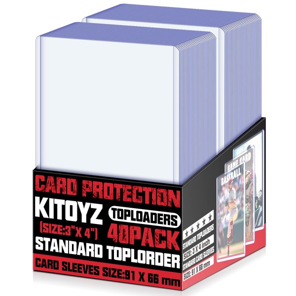 40 Count TopLoaders Card Sleeves for Trading Cards, Baseball Card Sleeves Holder Card Protectors Hard Plastic Top Loaders Fit for Game Cards, Sports Card