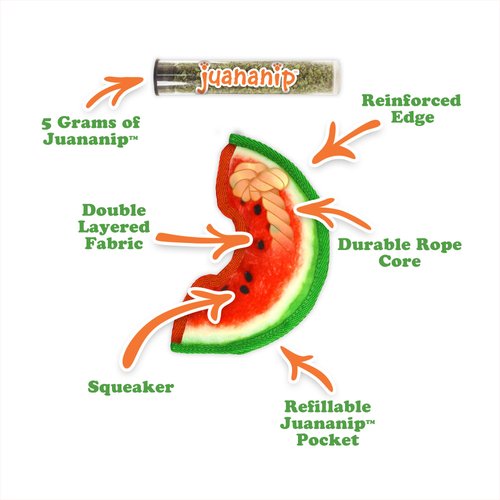 Doggijuana | Tuffer Chewer Mini - Interactive Dog Toy with Juananip Refill | Refillable Durable Dog Toy for Engaging Play and Natural Calming (Watermelon Slice)