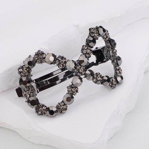 BERYUAN Crystal Rhinestone Metal Hair Barrettes Rhinestone Ponytail Hair Clip French Vintage Rhinestone Headpiece Vintage Hair Claw for Women Girls (brown)