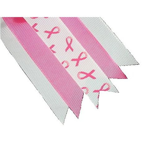 NEW "BREAST CANCER Multi-Ribbons" Cheer Hair Bow Pony Tail 7 Inch Girls Cheerleading Practice Games School Uniform Hairbow Grosgrain Ribbon Awareness Pink Out Game