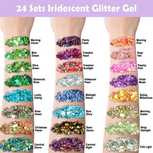 Yosca Body Glitter Gel, 30ML Blue Mermaid Face Glitter, Cosmetic Hair Chunky Glitter Sequins for Party Concert Stage Snow Flake Makeup Christmas Mardi Gras Rave Accessories - Midnight Dance