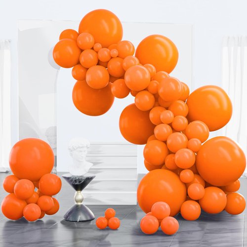 PartyWoo Orange Balloons 100 pcs Orange Balloon Different Sizes Pack of 18 12 10 5 Inch Pumpkin Balloons Balloon Garland Arch Kit for Thanksgiving Halloween Fall Birthday Party Decorations Orange-Y9