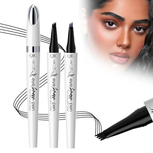 Microblading Eyebrow Pen-Upgraded Eye Brow Pencils for Women Brown with Micro-Fork Tip Applicator, Smudge-Proof and Waterproof Eyebrow Pencil, Long-Lasting Magic Eyebrow Pencil (Grey+Light Brown)