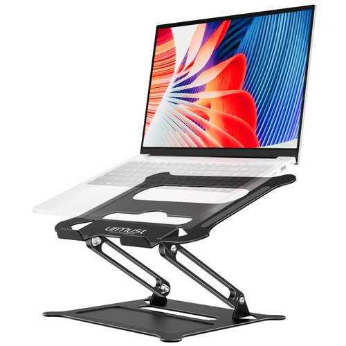 Urmust Laptop Notebook Stand Holder Adjustable Laptop Stand Portable Laptop Riser Compatible with MacBook Air Pro HP Dell XPS Lenovo All Laptops 10-15.6"(Black)
